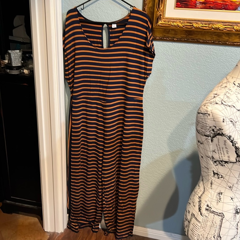 Blue and orange jumpsuit